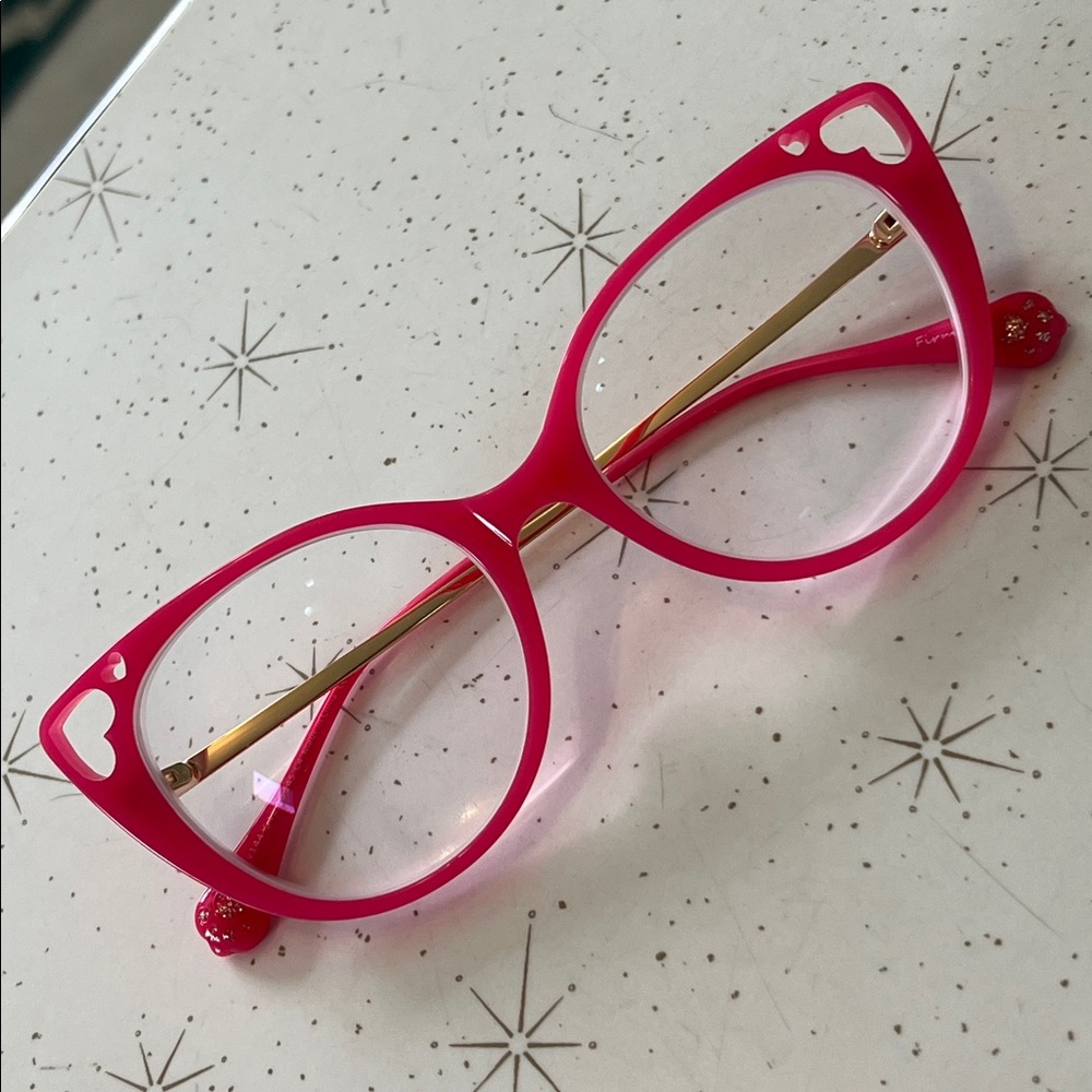 Pink Cat Eye Frames with Hearts